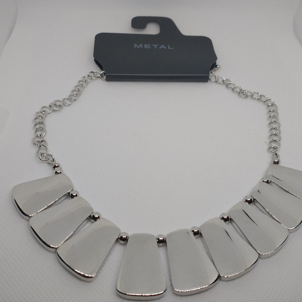 Silver-Tone Necklace with Metal Pendants
